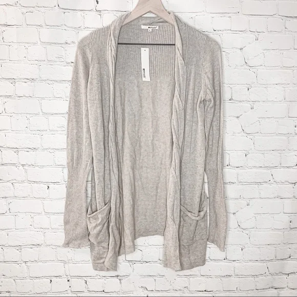 Revolve LAmade Twist Front Cardigan Dark Oatmeal Heather Size Medium NWT - Picture 3 of 8